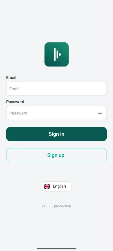 Sign in screen