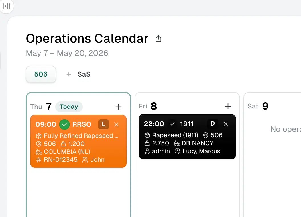 Operations Calendar