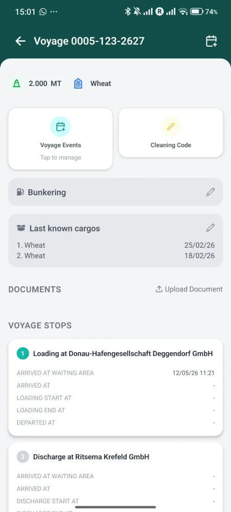Voyage detail screen